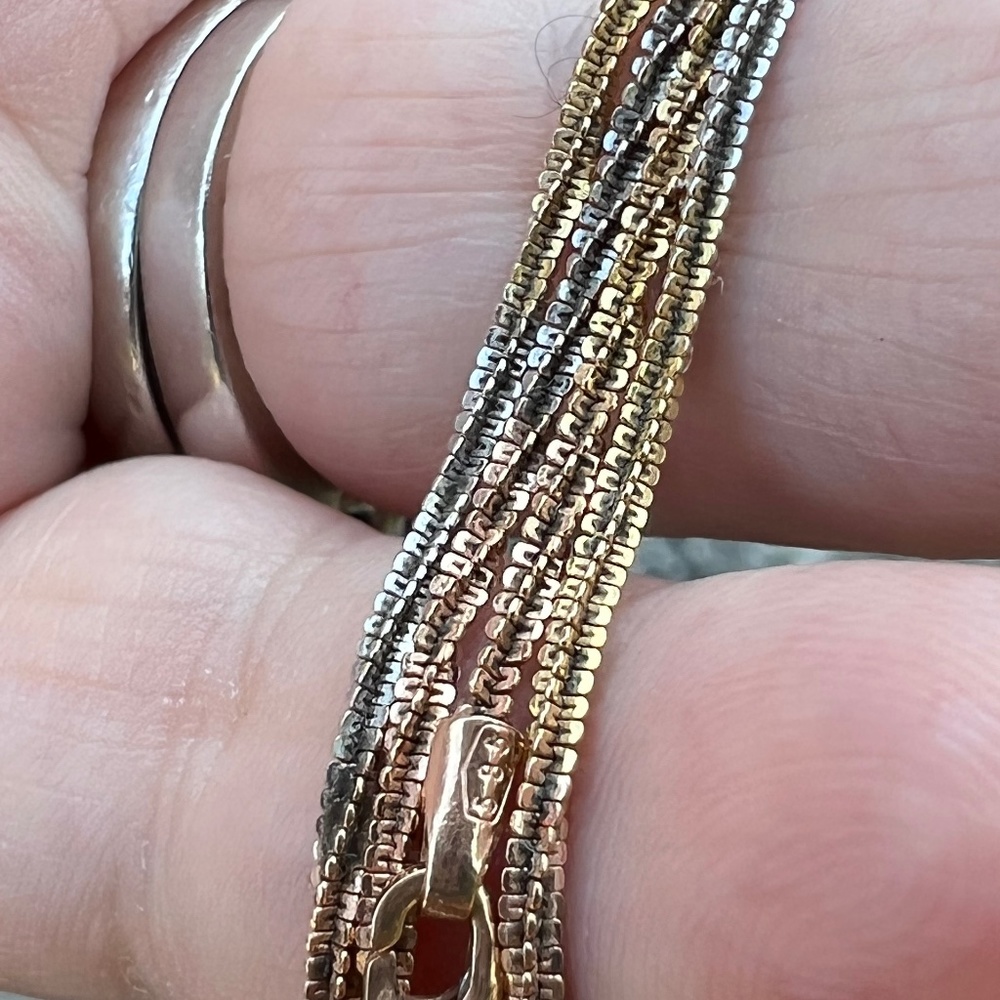 VINTAGE RUSSIAN 14K TRICOLOR GOLD TWISTED SNAKE CHAIN UNIQUE RARE FIND STAMPED